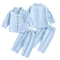thumbnail image 2 of MXIEZI Baby Boys Spring Fall 2 Pieces Outfits 6-24 Months Newborn Cotton Linen Long-Sleeved Solid Color Shirt + Pants Set, 2 of 9