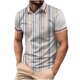 thumbnail image 1 of Blusa y camisa de manga corta con cuello vuelto para hombre, informal, de color liso, a rayas, con botones y estampado, blusa para hombre, 1 of 4
