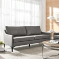 thumbnail image 2 of Sofa Couch, Grey Gray, Leather, Mid Century Living Lounge Cafe Lobby Hospitality Restaurant, Modern Contemporary HB34308, 2 of 8