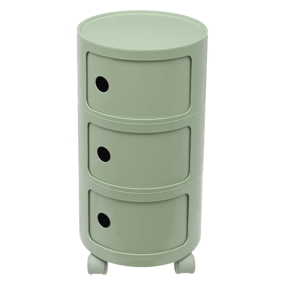 ZOPan 3-tier Round Bedside Cabinet Multifunctional End Table Storage Cabinet w/Wheels