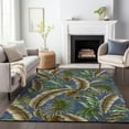 thumbnail image 6 of Addison Rugs Mayfield Washable Tropical Leaves Blue Rectangle Rug, 2'6" x 3'10", 6 of 6