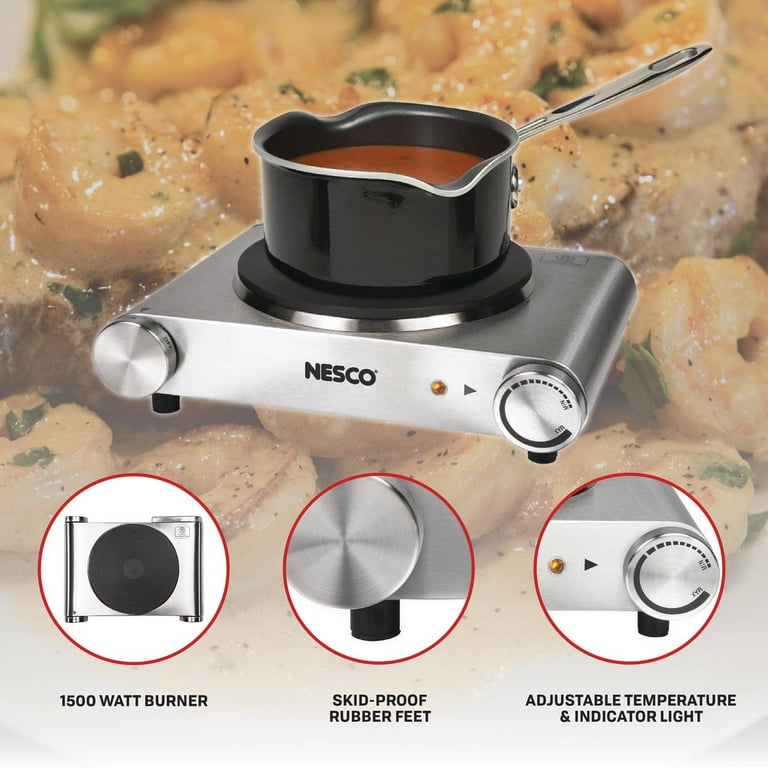 NESCO® SB-01 Single Burner 1500W Electric Stove, Stainless NESCO® SB-01 Single Burner 1500W Electric Stove, Stainless