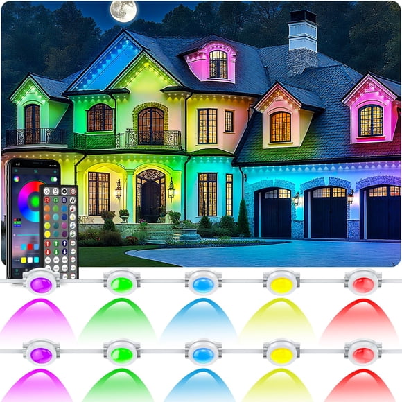 Luces exteriores CETELUMA, resistentes al agua, 122 m, RGB, controladas mediante aplicación