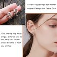 thumbnail image 3 of Pendientes de rana de plata para mujer Pendientes de tuerca con forma de ranas vintage, 3 of 5