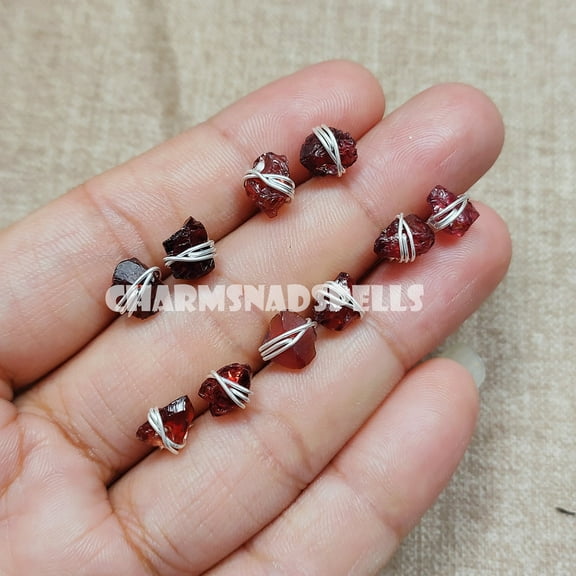 Raw Garnet Earrings, 925 Sterling Silver Garnet Stud Earrings, Raw Garnet Jewelry, January Birthstone Stud Earrings, Gift For Her (Sold By Piese)