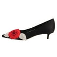 thumbnail image 4 of FSJ Women Vintage Embroidery Kitten Low Heel Pumps Cute Closed Pointed Toe Flower Satin Slip-on Shoes for Wedding Daily Size 12 Black, 4 of 4