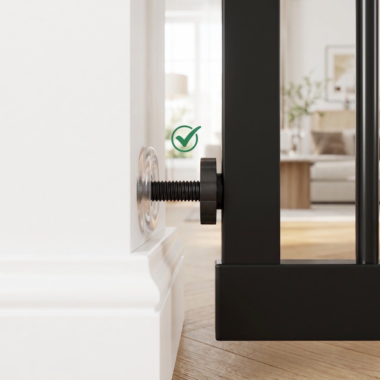 DURAMOXLQ 29.5-44.1" Adjustable Baby & Pet Gate for Stairs, Pressure Mounted Walk-Through Dog Gate, Black