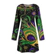thumbnail image 2 of Tauxra Women Carnival Print Round Neck Long Sleeve Dress,Festive Style, 2 of 5
