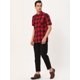 thumbnail image 4 of Camisa a cuadros para hombre, manga corta, informal, de corte regular, con botones, cuello en punta, camisas de vestir negro rojo M Unique Bargains Camisa, 4 of 6