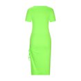 thumbnail image 3 of Puntoco Vestido Mujer Cuello Redondo Estampado Manga Corta Vestido Cuello Redondo Verde L,Regalos Para Mujer Joven, 3 of 5