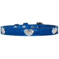 thumbnail image 1 of Croc Crystal Heart Dog Collar Blue Size 14, 1 of 1