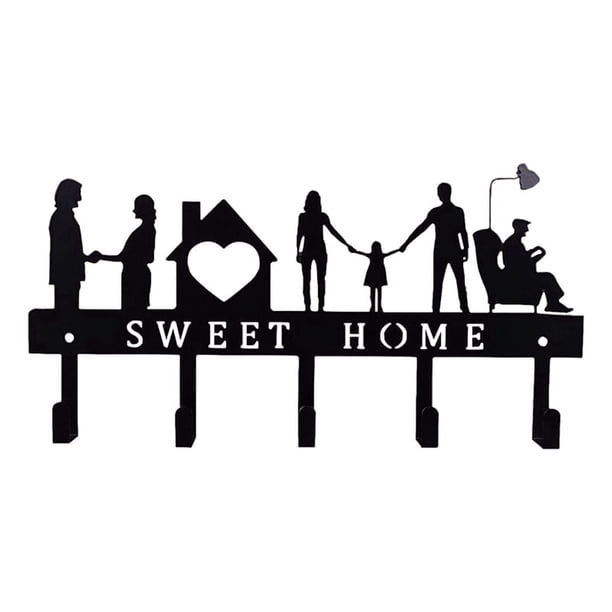 Perchero de pared de metal Sweet Home para colgar en el balcón, llavero, organizador de cocina, ganchos para baño, perchas de almacenamiento
