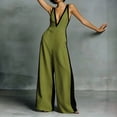 thumbnail image 6 of Sokhug Women Sleeveless Wide Leg Jumpsuit Deep V Neck Contrast Binding with Pocket Elegant Formal Casual Full Length Romper, 6 of 6