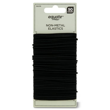 Equate Non-Metal Elastics, Black, for Ponytails, Braids, or Buns (50 Count)