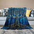 thumbnail image 2 of Shiartex  Flannel Throw Blanket Druidic Yggdrasil Tree at Night Round Silhouette Black and Blue Logo Gothic Ancient Home Decorative Warm Cozy Soft Blanket for Couch Sofa Bed White, 2 of 6