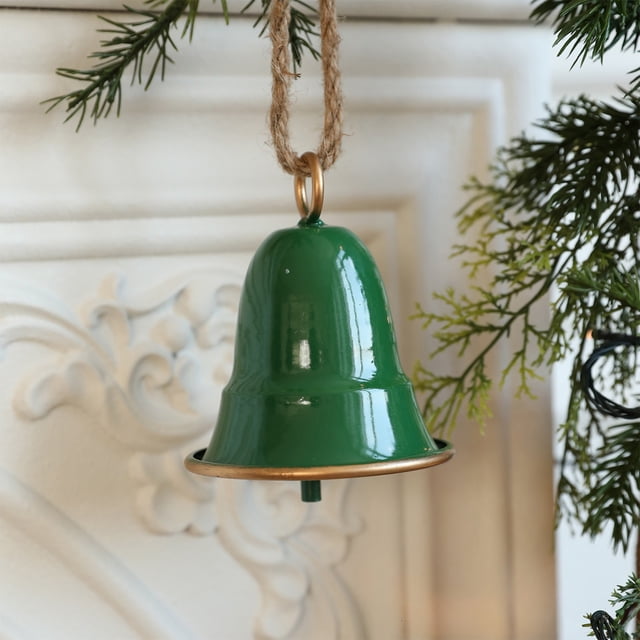 Campanas Navideñas de Hierro, Adornos Verdes para Árbol de Navidad | Tamaño: 11,5 X 9,3 X 9,3 Cm | Decoración Festiva y Colgante Creativo