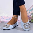 thumbnail image 6 of CQONEPT Women's Pointed Toe Pearl Flats Suede Comfortable Dress Flats for Wedding Non Slip Soft Sole Office Flat Shoes Blue 37, 6 of 6