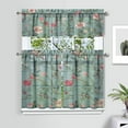 thumbnail image 2 of Botanical Kitchen Curtains Set Tier and Valance, Vintage Floral Print, Small Retro Tropical Boho Bloom Pattern with Watercolor Artistic Design, Rustic Farmhouse Drapes, 2 of 6