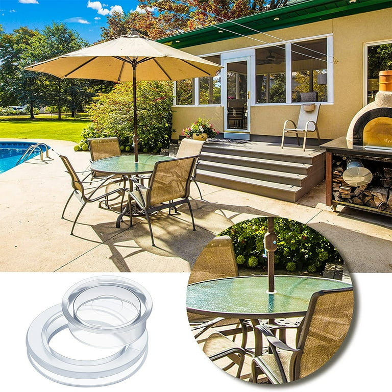4Pcs Umbrella Hole Ring Patio Table Umbrella Hole Ring Set with 4 Rings and 4 Stoppers Silicone Transparent White