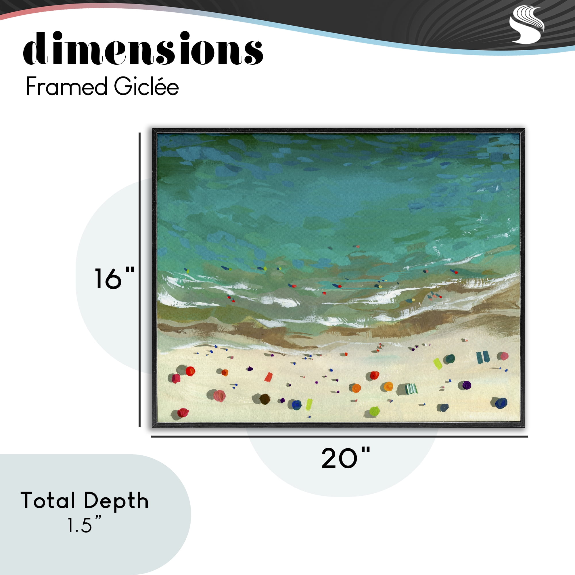 Stupell Industries Aerial Turquoise Shoreline Black Framed Giclee Art, design by Brook Page