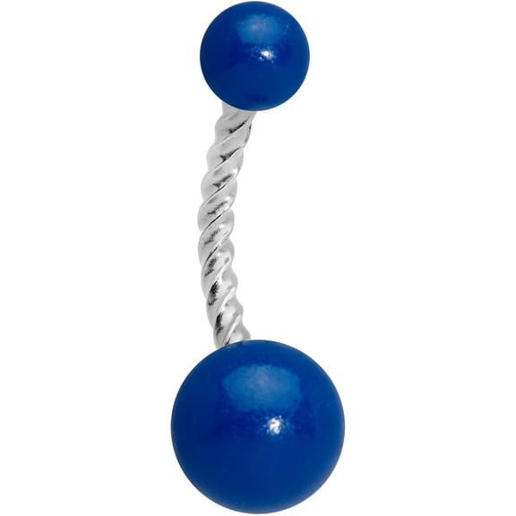 Body Candy Womens 14G Steel Twisted Navel Ring Piercing Glow in the Dark Blue Belly Button Ring