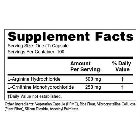 Olympian Labs Arginine and Ornithine - 100 Vegetarian Capsules