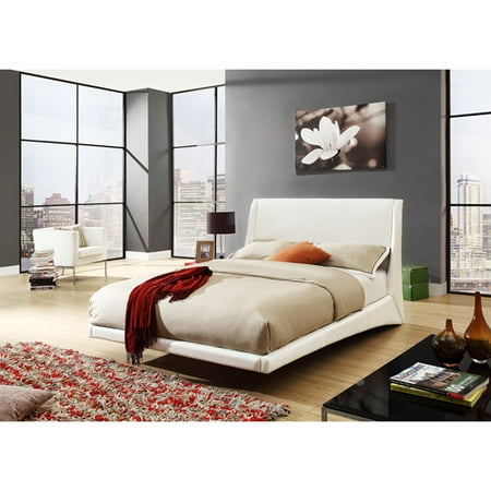 Home Elegance Platform - Helmsley Bonded Leather Platform Queen Bed, White