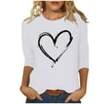 thumbnail image 2 of Sakmal Crew Neck Spring Blouses for Women 2025 3/4 Sleeve Heart Shirts White Blouses Spring Tops for Women, 2 of 5