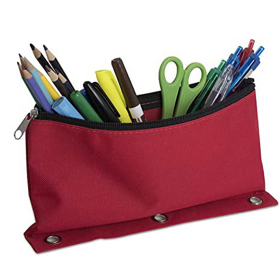 Trailmaker 12 Pack, 3 Ring Canvas Cloth Pencil Pouches in Bulk - 8 Assorted Colors, Size: Small