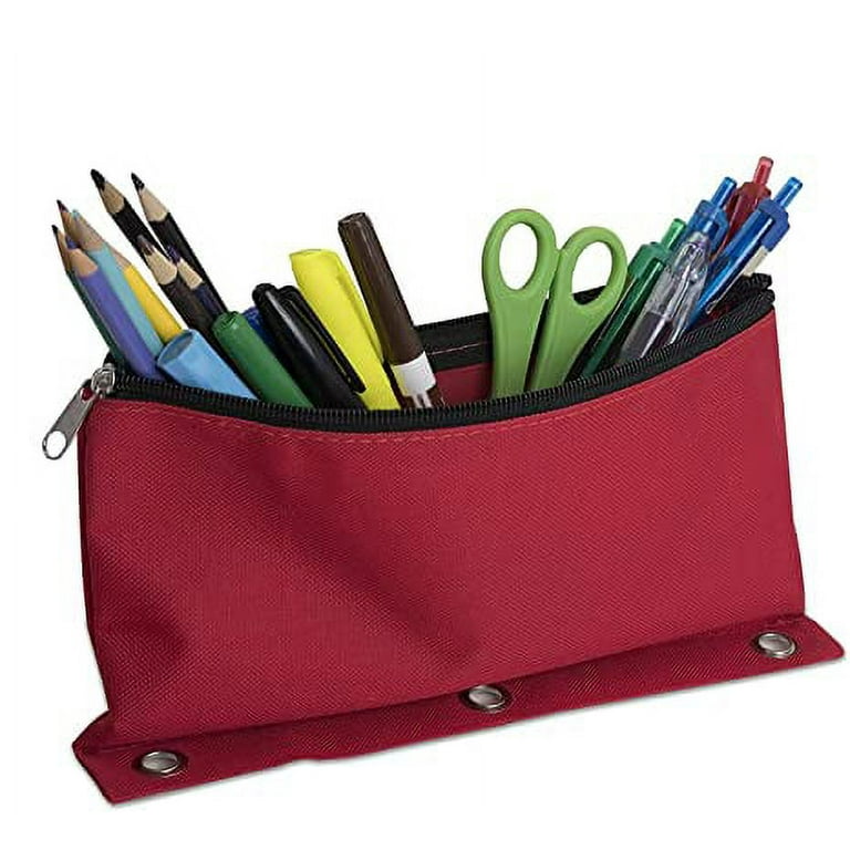 Trailmaker 12 Pack, 3 Ring Canvas Cloth Pencil Pouches in Bulk - 8 Assorted Colors, Size: Small