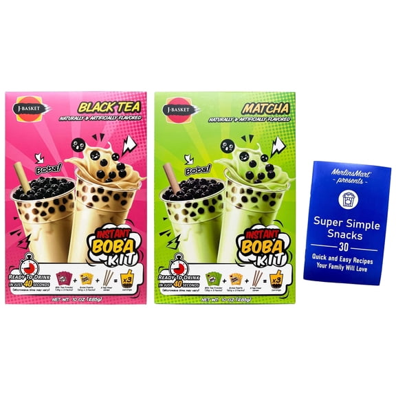 J-Basket Instant Boba Kit Variety Pack – Black Tea & Matcha – 2 Pack (10 oz Each) | MerlinsMart Zine