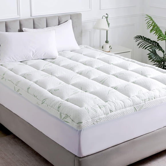 Cubrecolchón WhatsBedding Queen Soft Almohada Top 7D Fiber