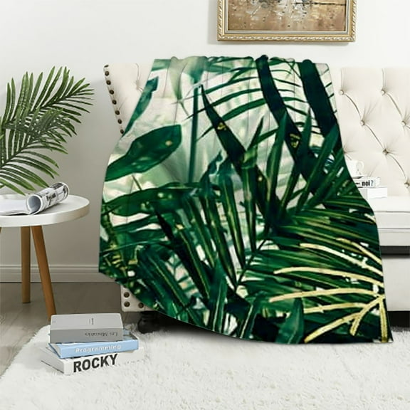 Pratyus Leaves Jungle Print Throw Blanket Soft Warm Lightweight Cozy All Seasons Blanket for Kids - Exquisite Gifts 40x50in