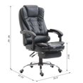 Reclining PU Leather Executive Home Office Chair With Footrest