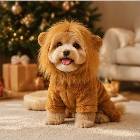 FENGGUIQU Pet Golden Lion Mane Costume, 1 Piece Dog Cat Cosplay Outfit Clothes for Photos, Parties, , Event Wear