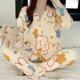 thumbnail image 4 of Pijama tipo kimono para niñas de primavera y otoño, pantalones de manga larga, cárdigan para niñas, ropa de casa, pijamas de algodón con dibujos animados bonitos, 4 of 5