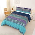 thumbnail image 2 of jejeloiu Boho Border Queen Comforter Set For Men Women,Floral Print Comforter Sets Queen,Purple Teal,Navy Blue Reversible,3pcs,1 Comforter and 2 Pillowcases, 2 of 7