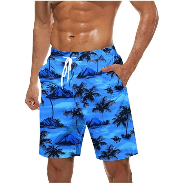 Pantalones Cortos Casuales para Hombre Imprimir con Bolsillos Pantalones de Playa de Cintura Elástica, Pantalones Cortos de Cintura Elástica para Hombre