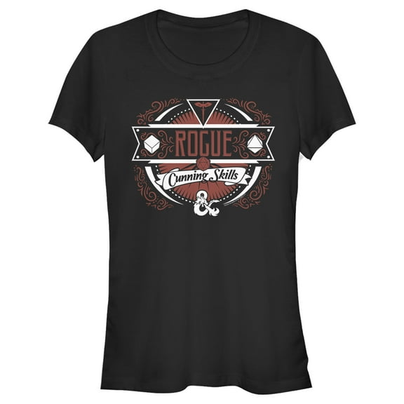 Junior's Dungeons & Dragons Rogue Cunning Skills Badge  Graphic Tee Black Small