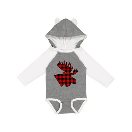 

Inktastic Moose Head in Red and Black Plaid Gift Baby Boy or Baby Girl Long Sleeve Bodysuit