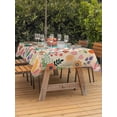 thumbnail image 3 of Outdoor Tablecloth with Umbrella Hole for Patio/Picnic/Party/Camping, Turquoise Birds Waterproof Table Cloth Rectangle Table Cover Washable, Retro Farmhouse Colorful Flowers Herbs (60"x 102"), 3 of 8