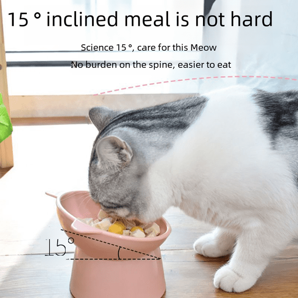 Cuenco para gatos con boca oblicua y patas altas, protección para el cuello de 15 cm, cuenco de arroz para gatos, cuenco para comida para perros, cuenco antigolpes para comida para gatos,