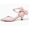 thumbnail image 2 of Women  Low Kitten Heel Bow Heels Dress Shoes Closed Pointed Toe Ankle Strap Elegant Wedding Party Pumps, 2 of 5