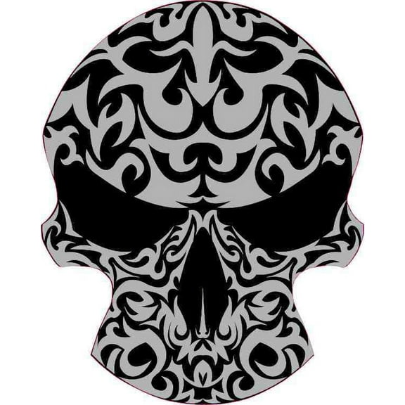 4 X 5 Black and Gray Tribal Skull Bumper Sticker Car Vinyl Truck Stickers
