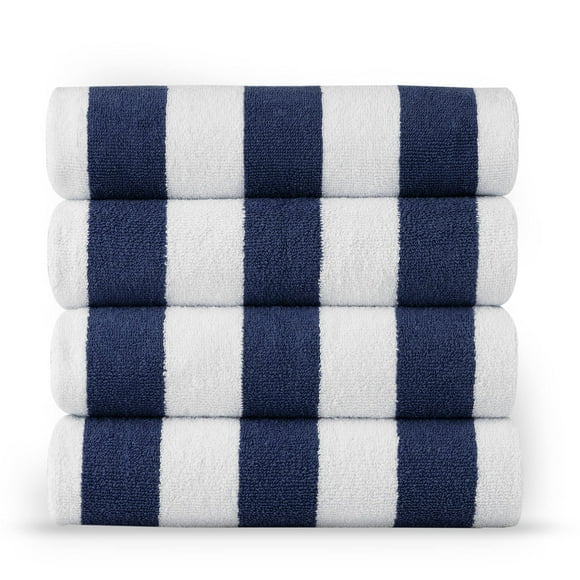 Juego de toallas de playa LANE LINEN 100% algodón Cabana Stripe Blue x4
