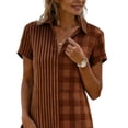 thumbnail image 4 of QUNYINEY Summer Women's Dresses A Line Midi Short Sleeve Plaid Shirt Dress Collared Loose Fit Flowy Vacation Casual Dresses, 4 of 5