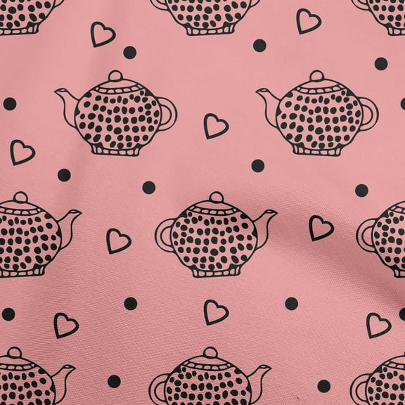 oneOone Polyester Lycra Medium Pink Fabric Tea Kettle Craft Projects Decor Fabric Printed By The Yard 56 Inch Wide