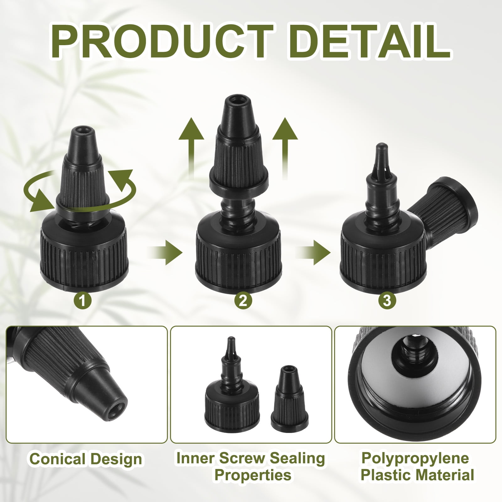 Unique Bargains Twist Top Caps for Squeeze Bottles Glue Crafting Black