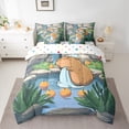 thumbnail image 2 of Manfei Funny Capybara Twin Bedding Sets 7pcs for Kids Children, Nature Lake Leaves Bedding Comforter Set, Animal Wildlife Sheet Sets, Super Cozy Room Decor, 2 of 8