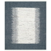 SAFAVIEH Montauk Tennyson Braided Border Cotton Area Rug, Ivory/Navy, 4' x 4' Round